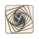 Laser Cut Spiral Square Wood Rustic Wall Clock Free Vector