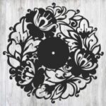 Laser Cut Wall Clock of Flowers Template Free Vector