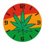 Laser Cut Wall Clock with Pot Leaf Free Vector