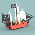 Pirate Ship Vector file for laser cutting CNC Free Vector