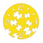 Laser Cut Kids Room Wall Clock with Puzzle Template Free Vector