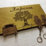 Wooden Decor Key Holder With Keychains For Couple Laser Cut Template DXF File