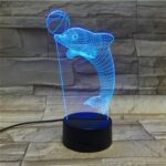 Laser Cut Dolphin 3D Acrylic Lamp Free Vector