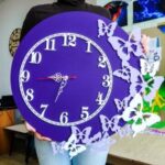 Laser Cut Wooden Butterfly Wall Clock Free Vector