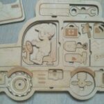 Laser Cut Jeep Kids Learning Puzzle Free Vector