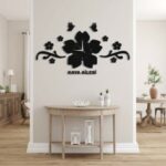 Laser Cut Flower and Butterfly Acrylic Wall Clock, Personalized Decorative Wall Clock
