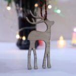 Laser Cut Wooden Reindeer Christmas Tree Ornament Free Vector