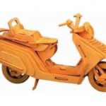 Laser Cut Lambretta Scooter Motorcycle 3D Puzzle Wooden Desktop Model Free Vector