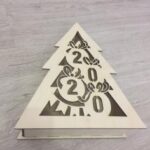 Laser Cut New Year Christmas Tree Shape Box Free Vector