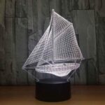 Laser Cut Sailing Boat 3D Night Lamp Free Vector