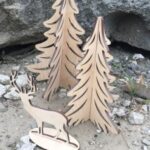 Laser cut Christmas Tree Reindeer Free Vector