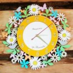 Laser Cut Chamomile Daisy Flower Wall Clock Free Vector