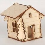 Laser Cut House Shaped Box With Tree Free Vector
