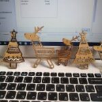 Laser Cut Deer Christmas Tree Ornaments Free Vector