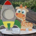 Laser Cut Baby Giraffe Photo Frame Rocket Picture Frame Free Vector