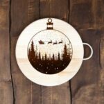 Laser Engraving Christmas Flying Santa Sleigh Reindeer Free Vector
