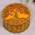 Laser Cut Decorative Round Wooden Box Free Vector