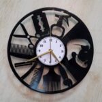 Laser Cut Barber Shop Vinyl Record Clock Free Vector