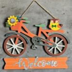 Laser Cut Fall Decoration Bicycle Welcome Wall Sign