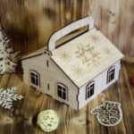 Laser Cut Candy Hut Gift Box with Handle Free Vector