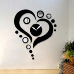 Laser Cut Heart Shape Wall Clock Free Vector