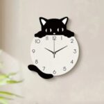 Laser Cut Modern Cute Cat Wall Clock