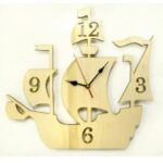 Laser Cut Ship Shaped Wall Clock Free Vector