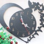 Laser Cut Butterfly Heart Wall Clock Free Vector