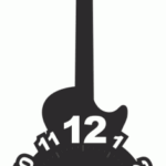 Guitar Shaped Clock Face Laser Cut Free Vector