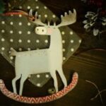 Laser Cut Christmas Moose Sled Reindeer Magnet Badge Decor Free Vector