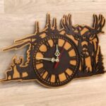 Laser Cut Forest Deer Wall Clock Hunting Wall Decor DXF File