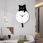 Laser Cut Acrylic Cartoon Cat Wall Clock – Kids Room Cat Decor