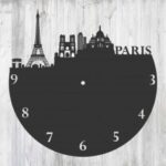 Paris France Vinyl Record Wall Clock Laser Cut Template Free Vector