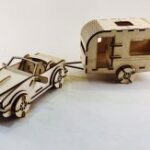 Laser Cut Caravan 3D Wooden Model Free Vector