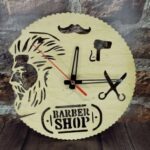 Laser Cut Wooden Hairdressers Wall Clock Free Vector