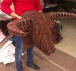 Laser Cut Bull Head Wall Hanging 3D Wood Puzzle Free Vector