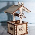 Laser Cut Wooden Well Free Vector