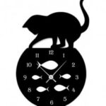 Laser Cut Naughty Cat Fish Tank Modern Wall Clock Home Decor Free Vector