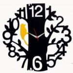Tree Bird Black Wood Wall Clock Vector Free Vector