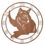 Laser Cut Engraved Wolf Wall Clock Free Vector