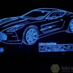 Laser Cut Aston Martin One-77 Sports Car Acrylic 3D Lamp Free Vector