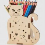 Cat Pencil Holder 3D Puzzle Free Vector