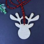 Laser Cut Christmas Reindeer Head Ornament Blank Unfinished Wood Free Vector