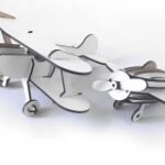 Laser Cut Wooden Biplane Toy Aircraft Model Free Vector