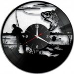 Laser Cut Fishing Vinyl Wall Clock Fisherman Men Dad Father Gift DXF File