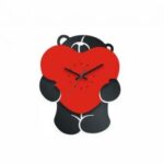 Bear with Heart Clock Laser Cut Free Vector