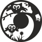 Decorative Owls Clock Plan Free Vector