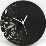 Laser Cut Wall Clock Modern Floral Design Free Vector