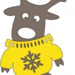 Laser Cut Wood Craft Deer In Sweater Free Vector