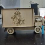 Laser Cut Delivery Van Shaped Christmas Gift Box Free Vector